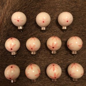 Glass finials/hand painted/brushed nickel.